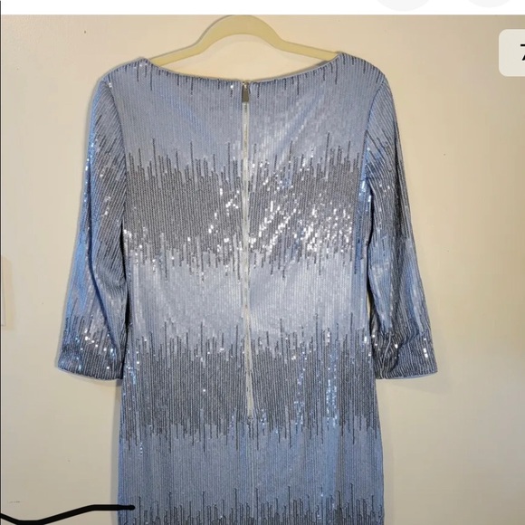 Vince Camuto Blue and Silver sequined dress zippered back SZ 8 - Picture 3 of 6